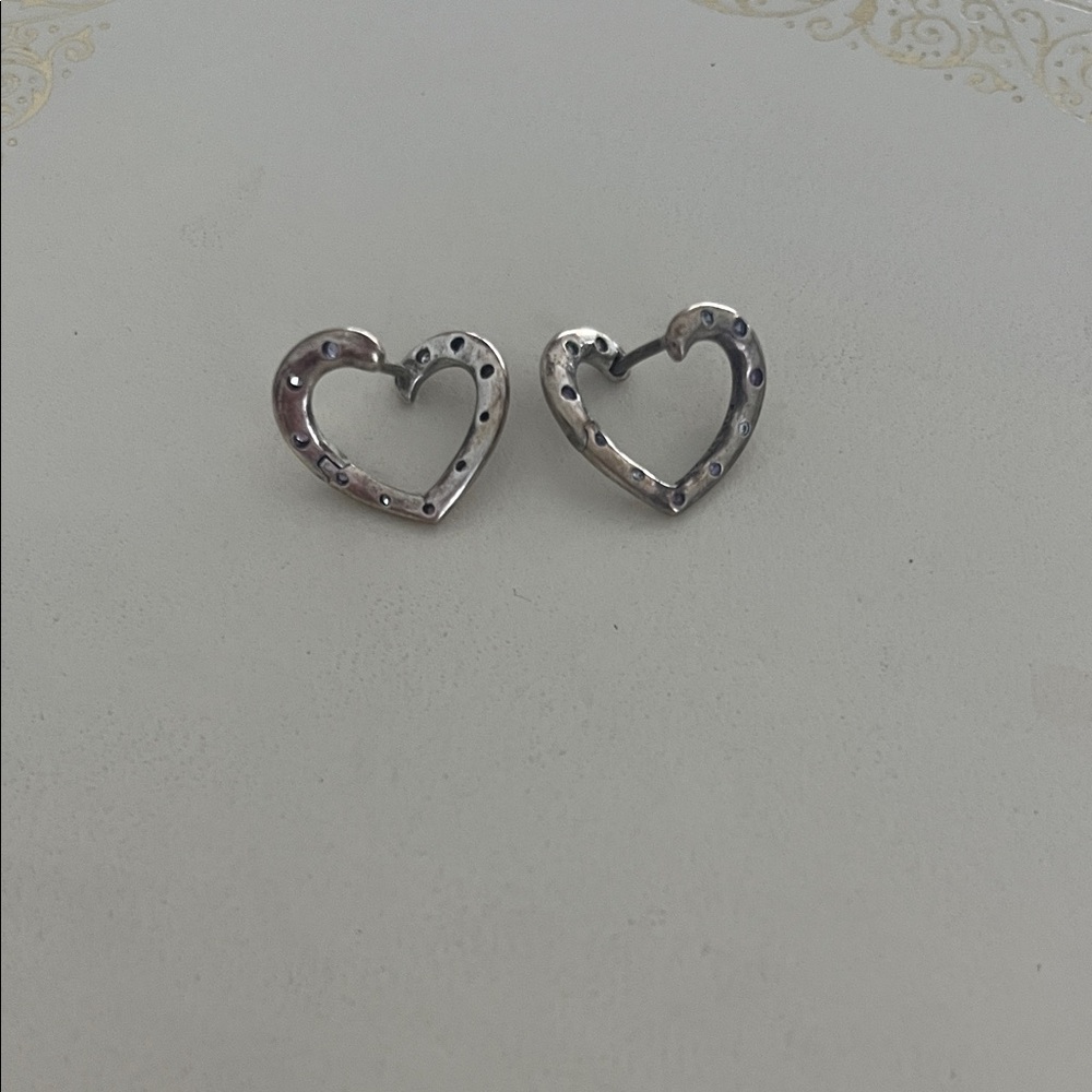 Pandora Open Heart Sterling Silver Earrings